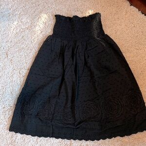 New no tag black Women's tube top dress strapless floral vintage linen look sm